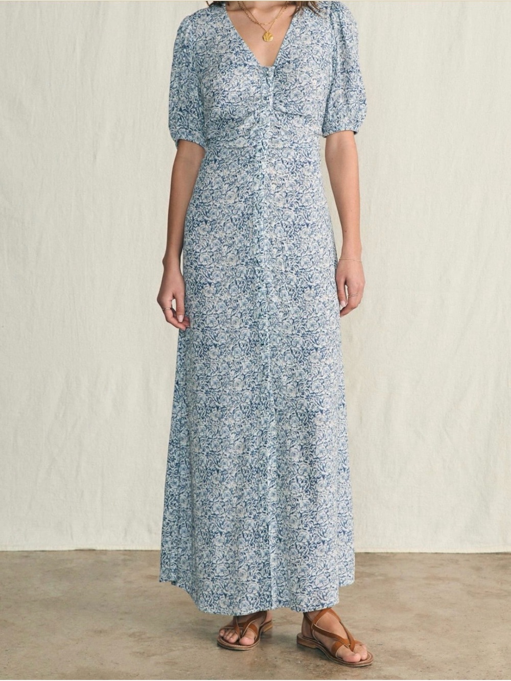 Faherty Blue Floral Maxi Dress - Picture 3 of 8